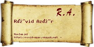 Rövid Azár névjegykártya